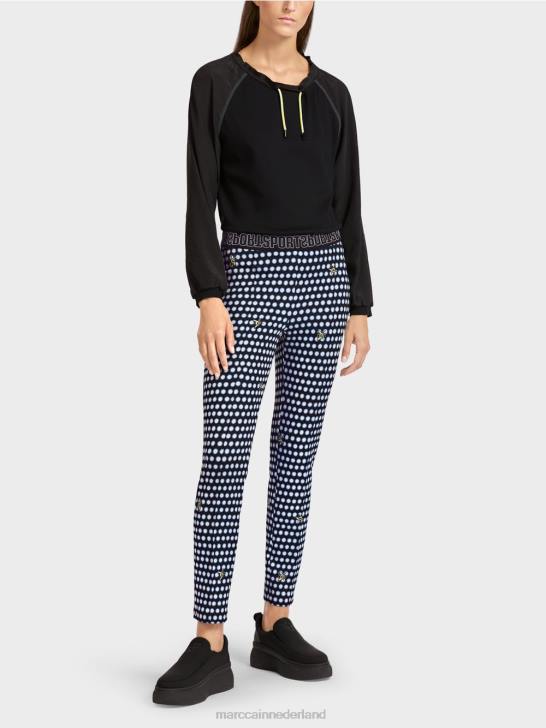 kleding zwart 464J715 slanke broek met gestikte geperste vouwen Marc Cain