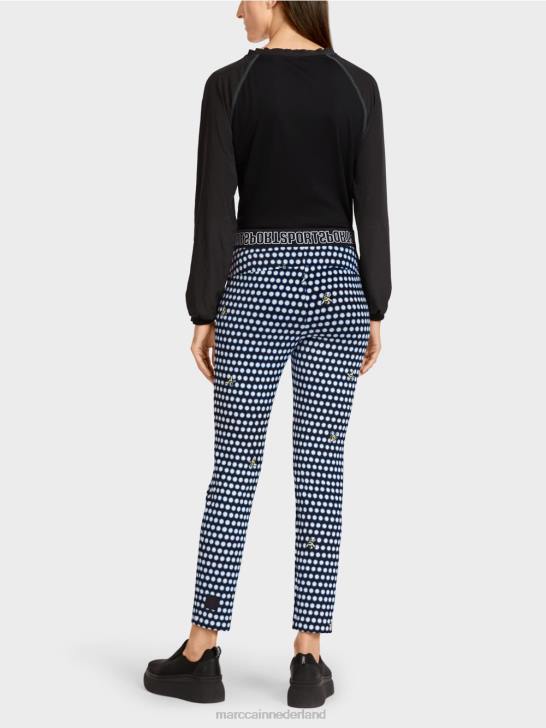 kleding zwart 464J715 slanke broek met gestikte geperste vouwen Marc Cain