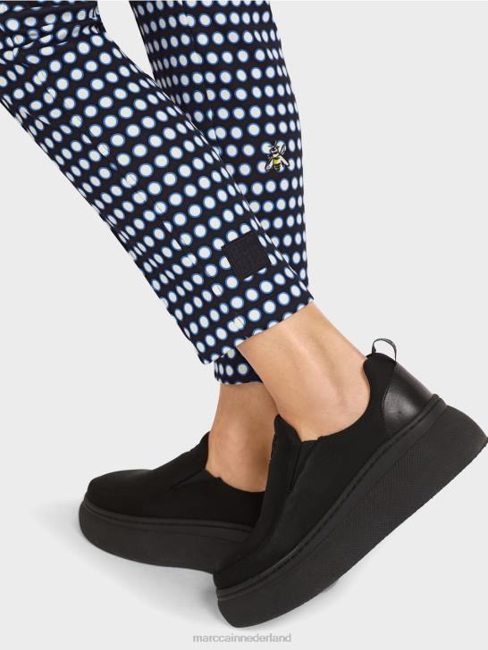 kleding zwart 464J715 slanke broek met gestikte geperste vouwen Marc Cain