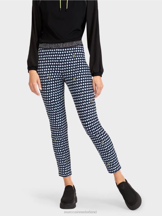 kleding zwart 464J715 slanke broek met gestikte geperste vouwen Marc Cain