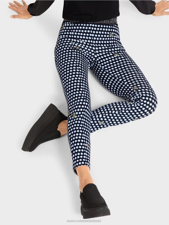 kleding zwart 464J715 slanke broek met gestikte geperste vouwen Marc Cain