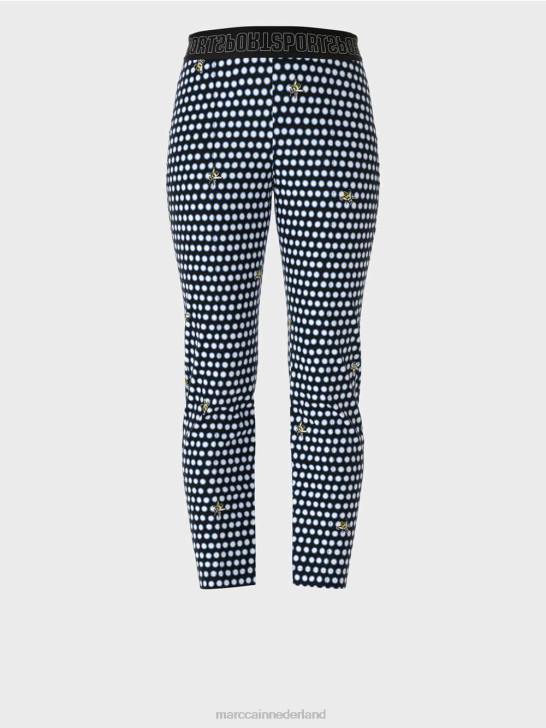 kleding zwart 464J715 slanke broek met gestikte geperste vouwen Marc Cain