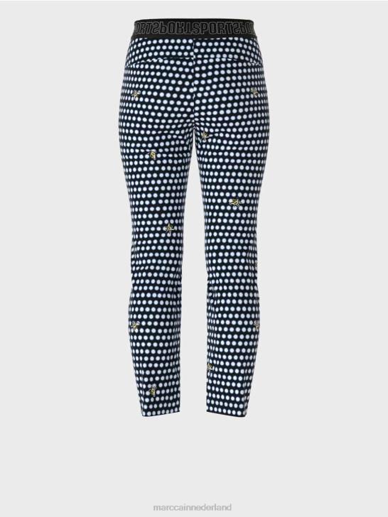 kleding zwart 464J715 slanke broek met gestikte geperste vouwen Marc Cain