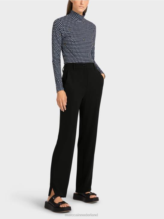 kleding zwart 464J718 elegante losse broek Marc Cain