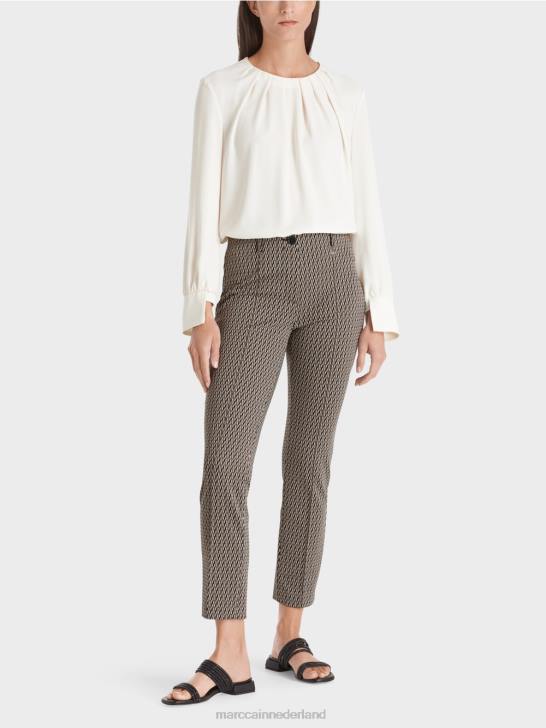 kleding zwart 464J725 Sydney broek met grafisch patroon Marc Cain