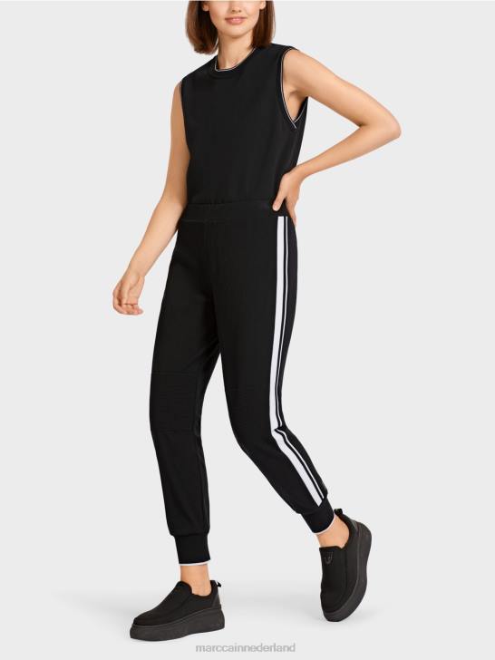 kleding zwart en wit 464J711 \"rethink Together\" broek met strepen Marc Cain