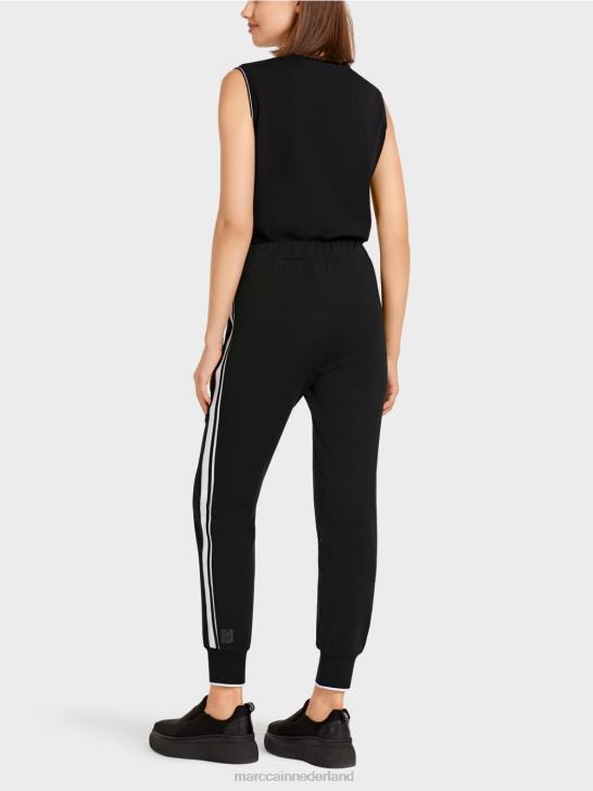 kleding zwart en wit 464J711 \"rethink Together\" broek met strepen Marc Cain