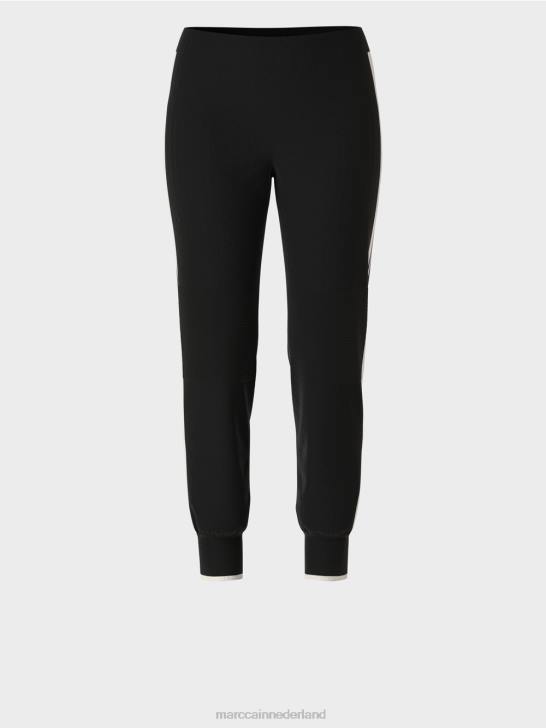 kleding zwart en wit 464J711 \"rethink Together\" broek met strepen Marc Cain