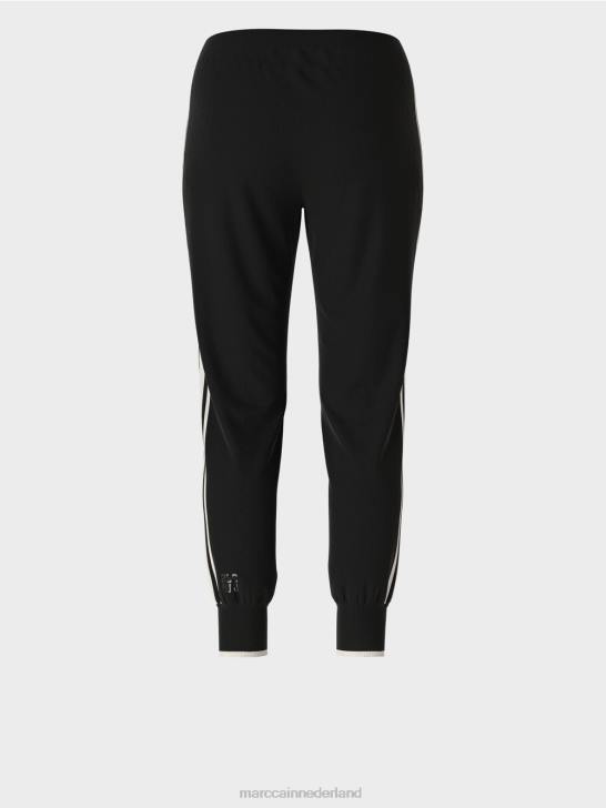 kleding zwart en wit 464J711 \"rethink Together\" broek met strepen Marc Cain