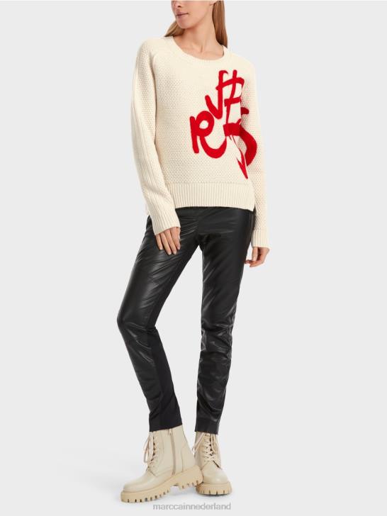 kleding amandelmelk 464J1043 Gebreide trui "rethink Together". Marc Cain