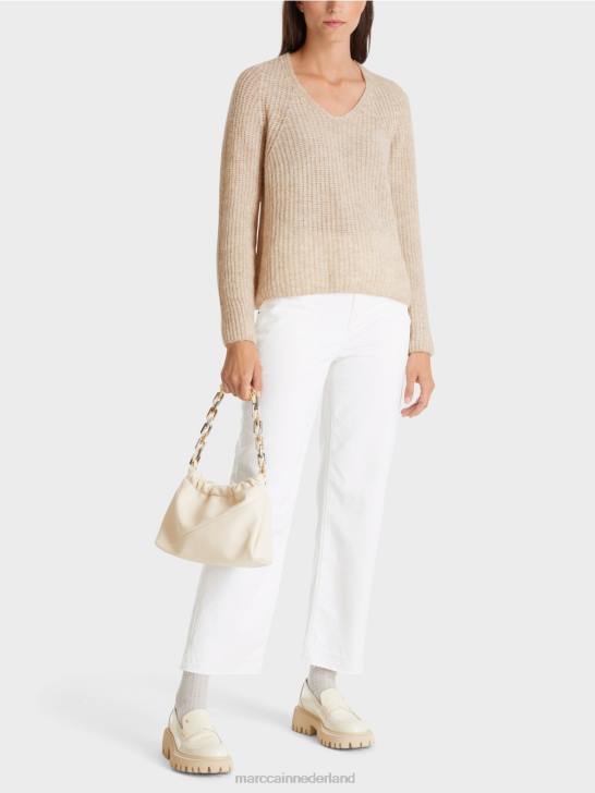 kleding amandelmelk 464J1057 v-trui 100% gemaakt in Duitsland Marc Cain