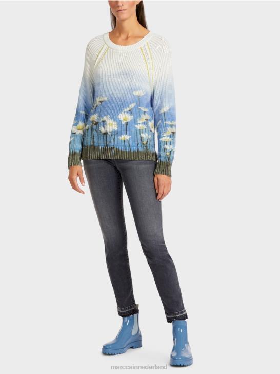 kleding azuur 464J1186 trui "gebreid in Duitsland" Marc Cain