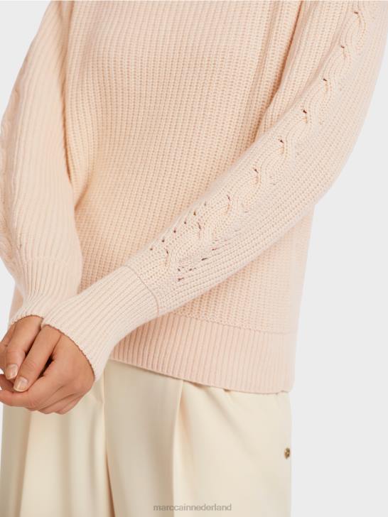 kleding crème 464J1194 kabelgebreide trui \"gebreid in Duitsland\" Marc Cain