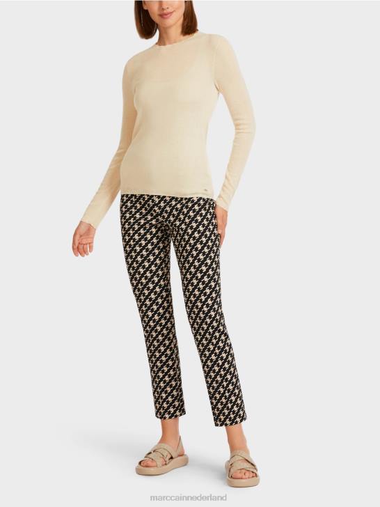 kleding crème 464J1197 wollen trui met patroondetails Marc Cain