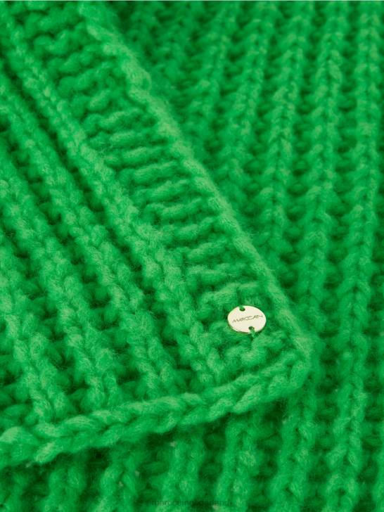 kleding donker appelgroen 464J1036 geribbelde sjaal gebreid in Duitsland Marc Cain