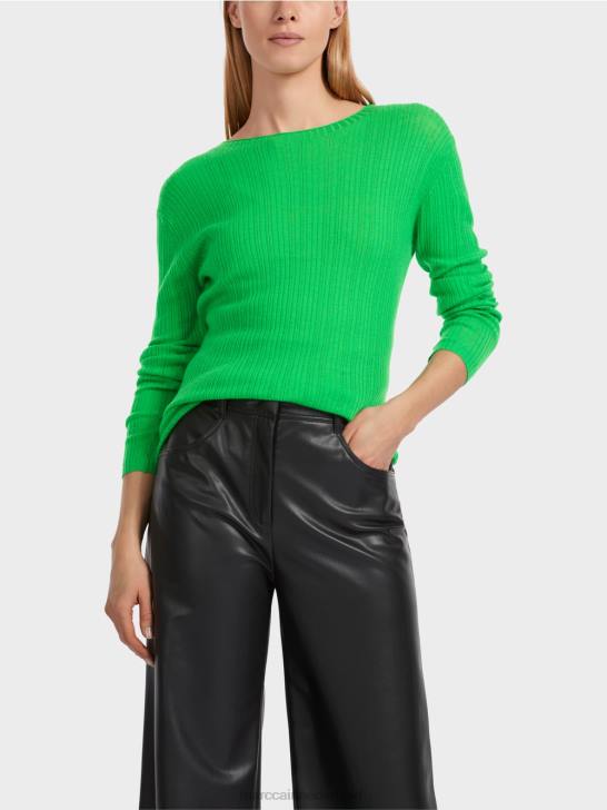 kleding donker appelgroen 464J1038 \"samen heroverwegen\" trui met ronde hals Marc Cain