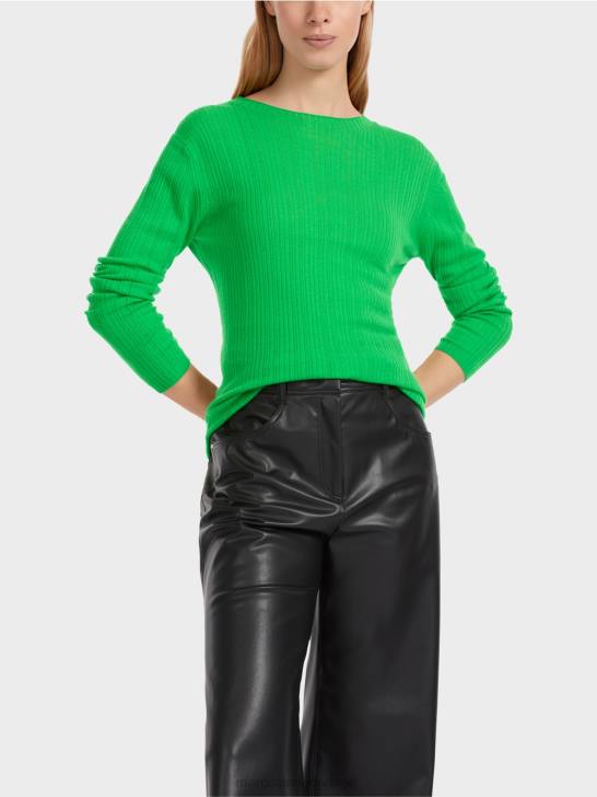 kleding donker appelgroen 464J1038 \"samen heroverwegen\" trui met ronde hals Marc Cain