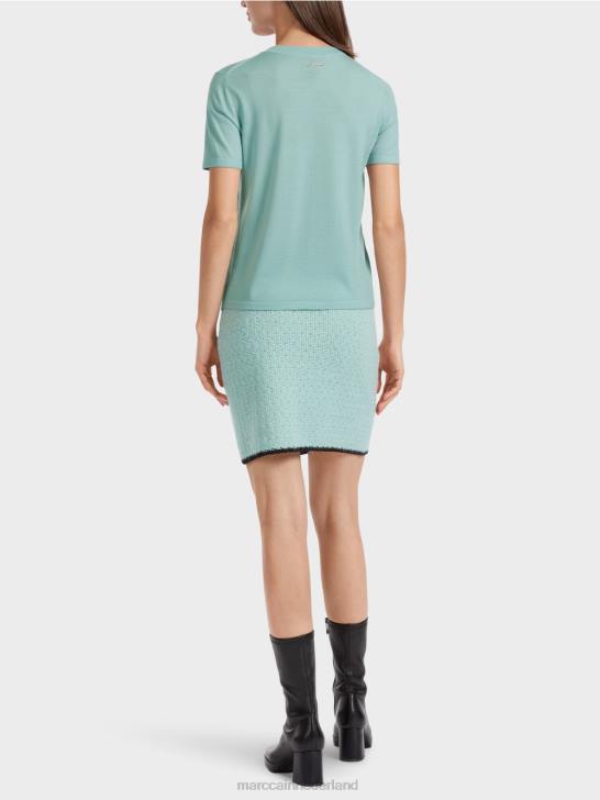 kleding donker hemelsblauw 464J1113 \"Rethink Together\"-trui met korte mouwen Marc Cain