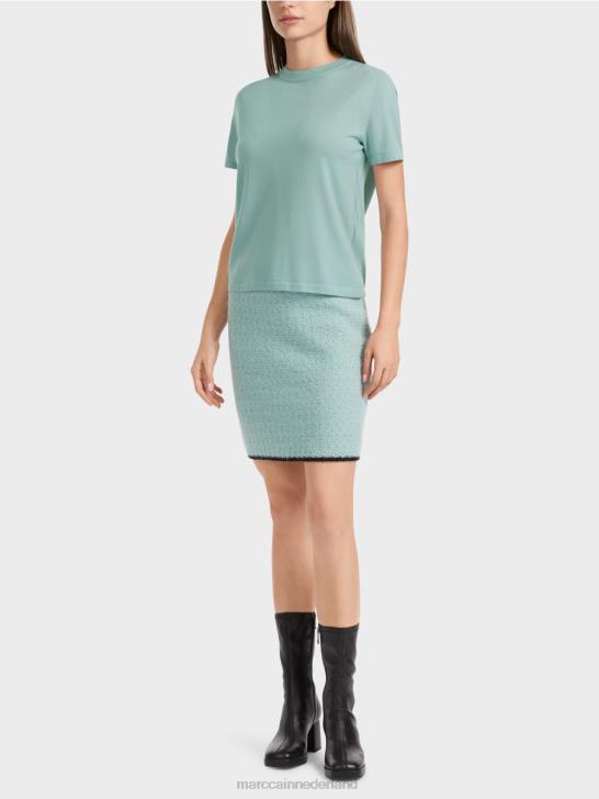 kleding donker hemelsblauw 464J1113 \"Rethink Together\"-trui met korte mouwen Marc Cain