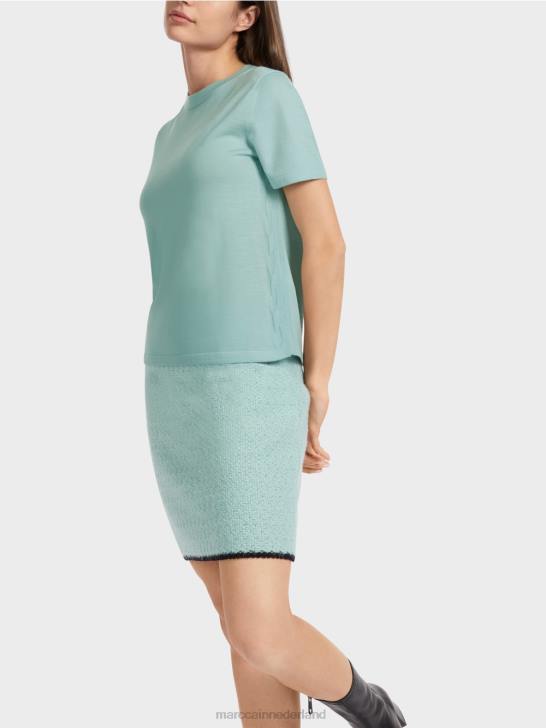 kleding donker hemelsblauw 464J1113 \"Rethink Together\"-trui met korte mouwen Marc Cain