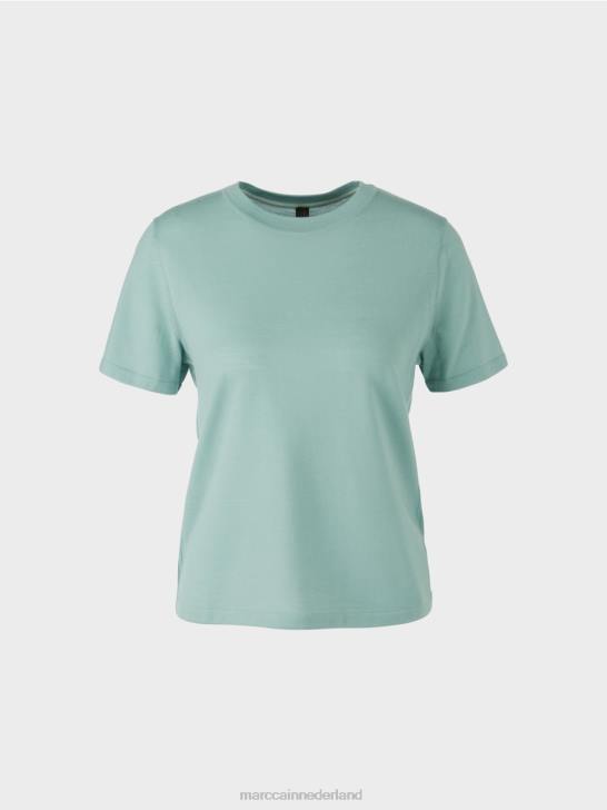 kleding donker hemelsblauw 464J1113 \"Rethink Together\"-trui met korte mouwen Marc Cain