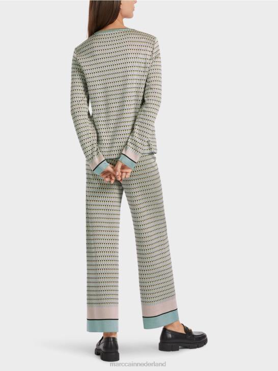 kleding donker hemelsblauw 464J1114 Trui met patroon gebreid in Duitsland Marc Cain