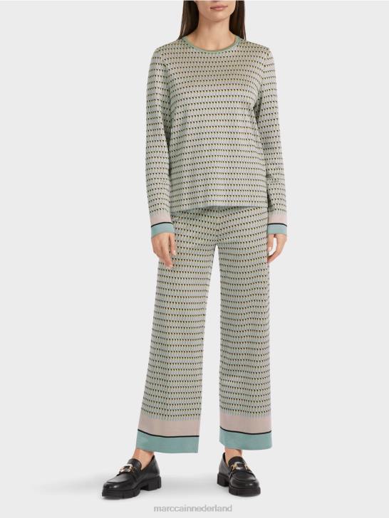 kleding donker hemelsblauw 464J1114 Trui met patroon gebreid in Duitsland Marc Cain