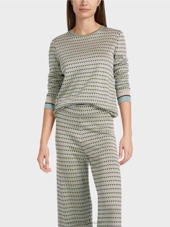 kleding donker hemelsblauw 464J1114 Trui met patroon gebreid in Duitsland Marc Cain