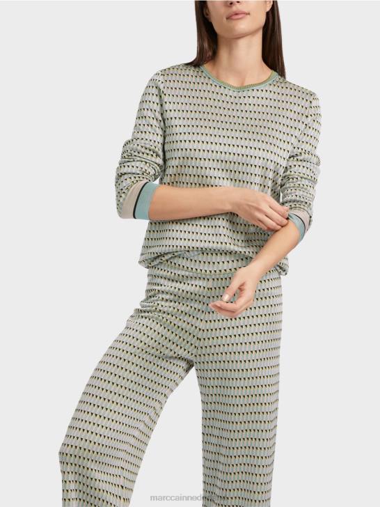 kleding donker hemelsblauw 464J1114 Trui met patroon gebreid in Duitsland Marc Cain