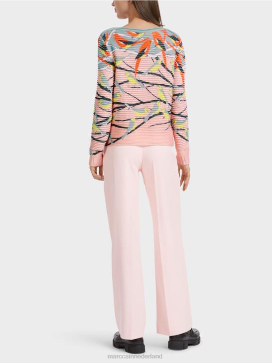 kleding donker hemelsblauw 464J1122 Vogeldesign trui gebreid in Duitsland Marc Cain