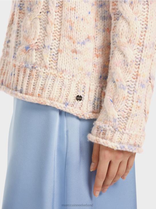 kleding donkere crème 464J1082 Kabelgebreide trui gebreid in Duitsland Marc Cain