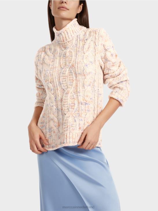 kleding donkere crème 464J1082 Kabelgebreide trui gebreid in Duitsland Marc Cain