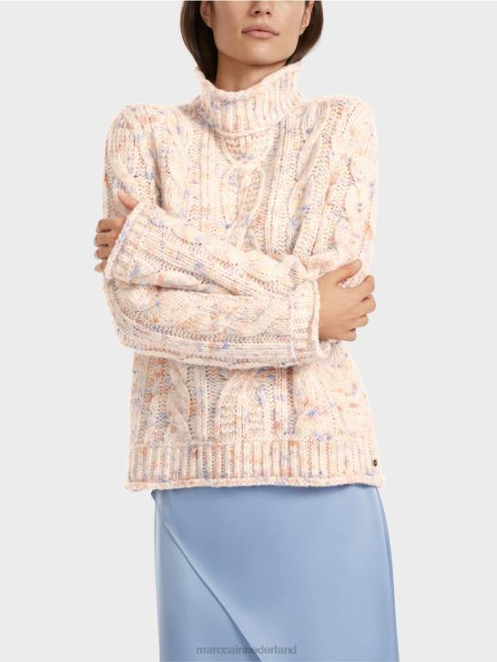 kleding donkere crème 464J1082 Kabelgebreide trui gebreid in Duitsland Marc Cain