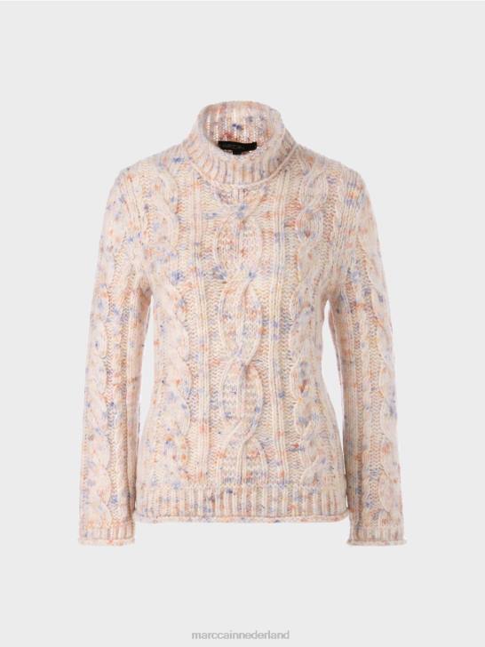 kleding donkere crème 464J1082 Kabelgebreide trui gebreid in Duitsland Marc Cain
