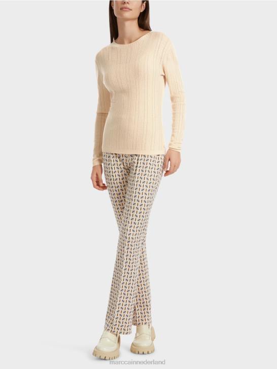kleding donkere crème 464J1087 "samen heroverwegen" trui met ronde hals Marc Cain