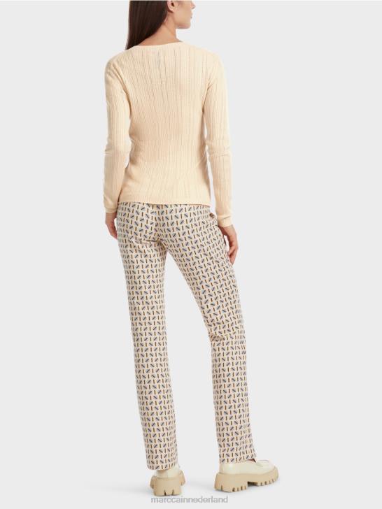 kleding donkere crème 464J1087 \"samen heroverwegen\" trui met ronde hals Marc Cain