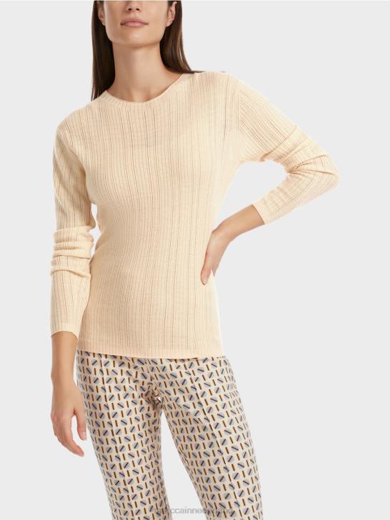 kleding donkere crème 464J1087 \"samen heroverwegen\" trui met ronde hals Marc Cain
