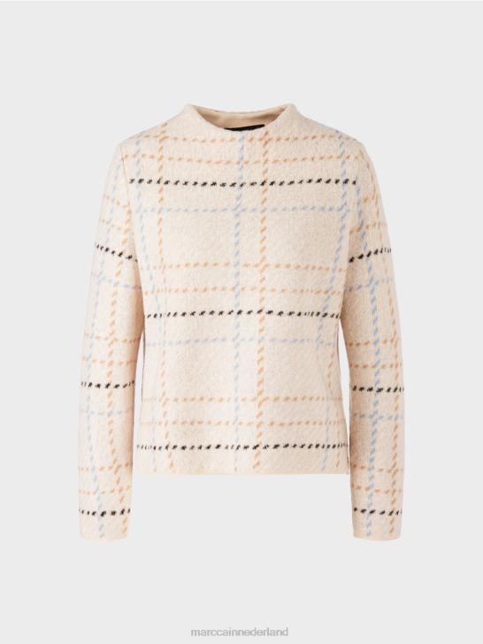 kleding donkere crème 464J1088 geruite trui gebreid in Duitsland Marc Cain