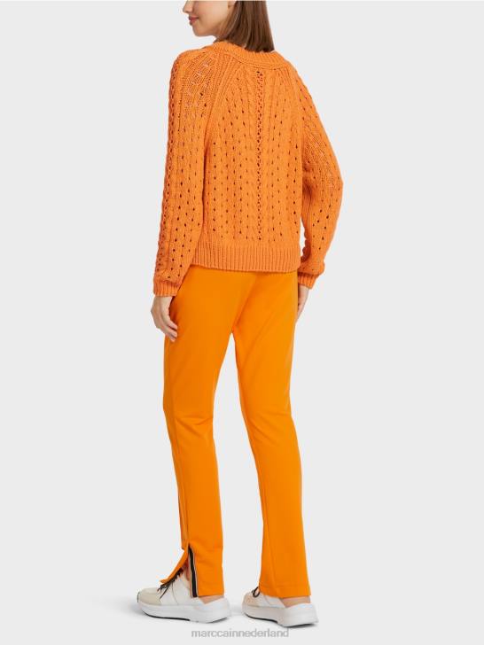 kleding fel oranje 464J1177 trui met patroon \"gebreid in Duitsland\" Marc Cain
