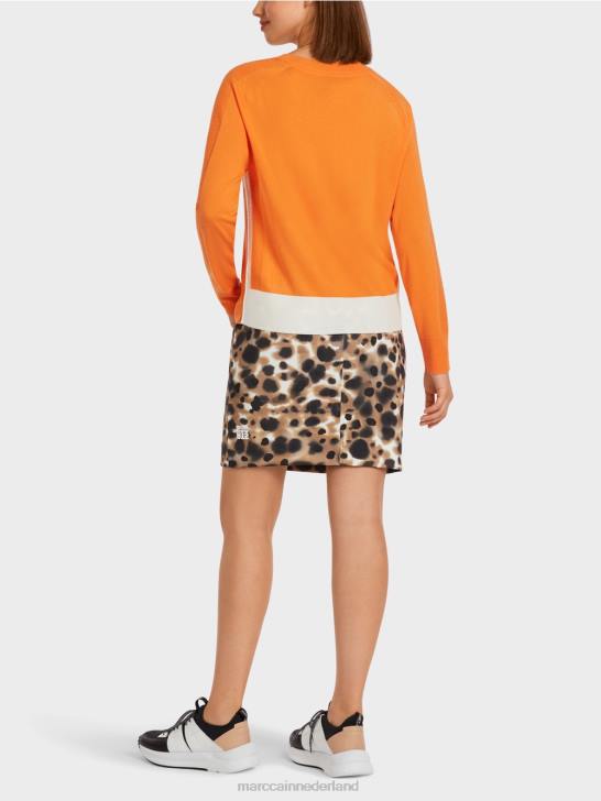 kleding fel oranje 464J1178 trui van een luxe materiaalmix Marc Cain