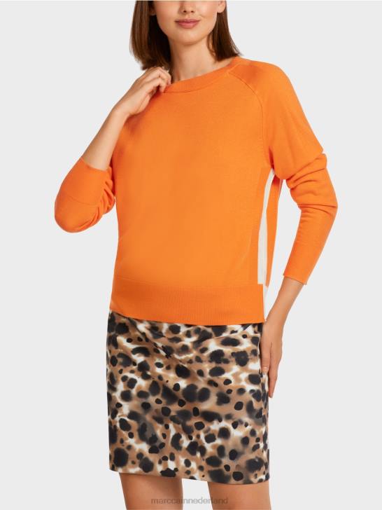 kleding fel oranje 464J1178 trui van een luxe materiaalmix Marc Cain