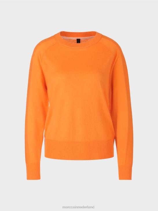 kleding fel oranje 464J1178 trui van een luxe materiaalmix Marc Cain