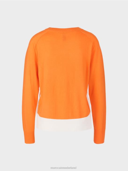 kleding fel oranje 464J1178 trui van een luxe materiaalmix Marc Cain