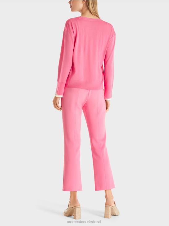 kleding fel roze 464J1166 fijne gebreide trui met v-hals Marc Cain