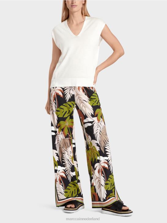 kleding gebroken wit 464J1142 mouwloze fijngebreide trui Marc Cain