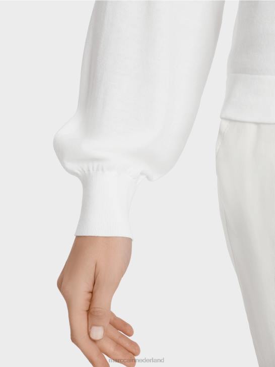 kleding gebroken wit 464J1143 gebreide trui met ronde halslijn Marc Cain