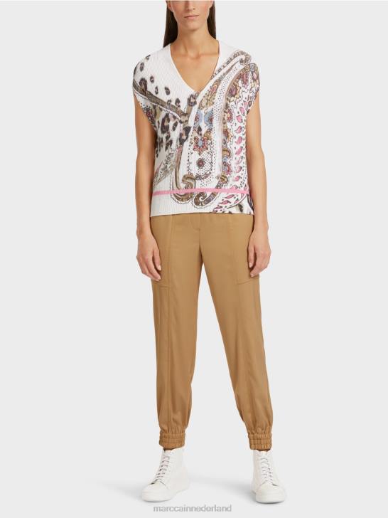 kleding gebroken wit 464J1155 slipover 100% gemaakt in Duitsland Marc Cain