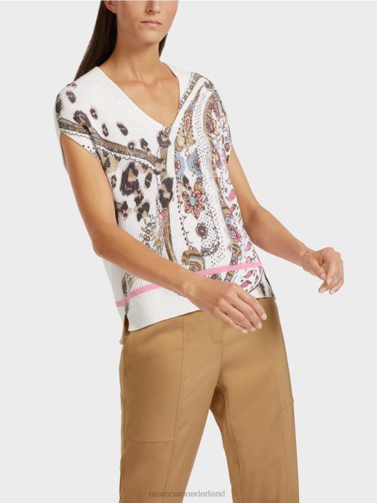 kleding gebroken wit 464J1155 slipover 100% gemaakt in Duitsland Marc Cain