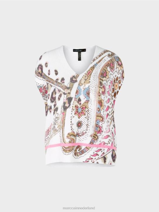 kleding gebroken wit 464J1155 slipover 100% gemaakt in Duitsland Marc Cain