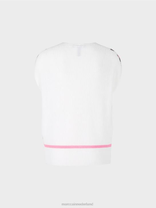 kleding gebroken wit 464J1155 slipover 100% gemaakt in Duitsland Marc Cain